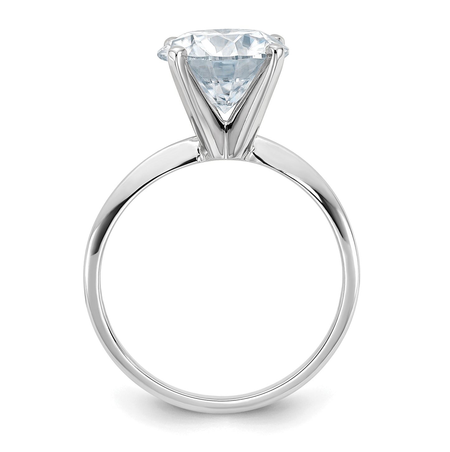 14K White Gold 3ct. D E F Pure Light Round Moissanite Solitaire Ring, Size 6