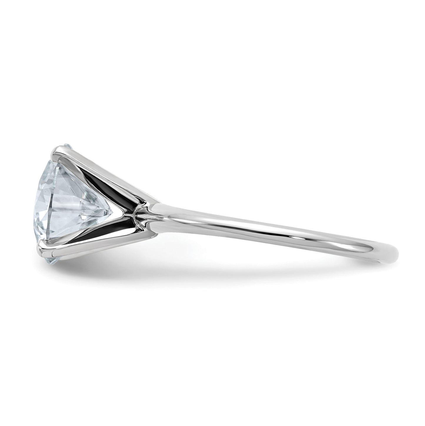 14K White Gold 3ct. D E F Pure Light Round Moissanite Solitaire Ring, Size 6
