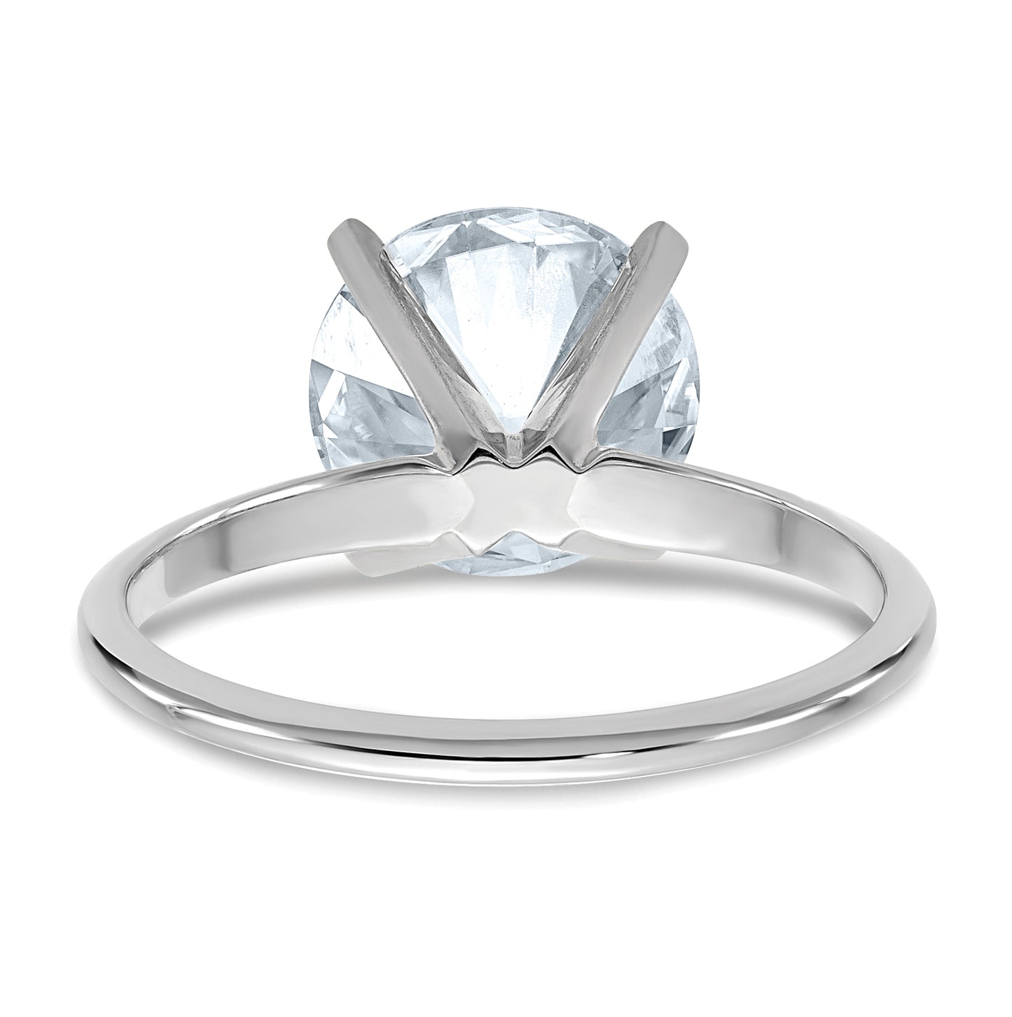 14K White Gold 3ct. D E F Pure Light Round Moissanite Solitaire Ring, Size 6