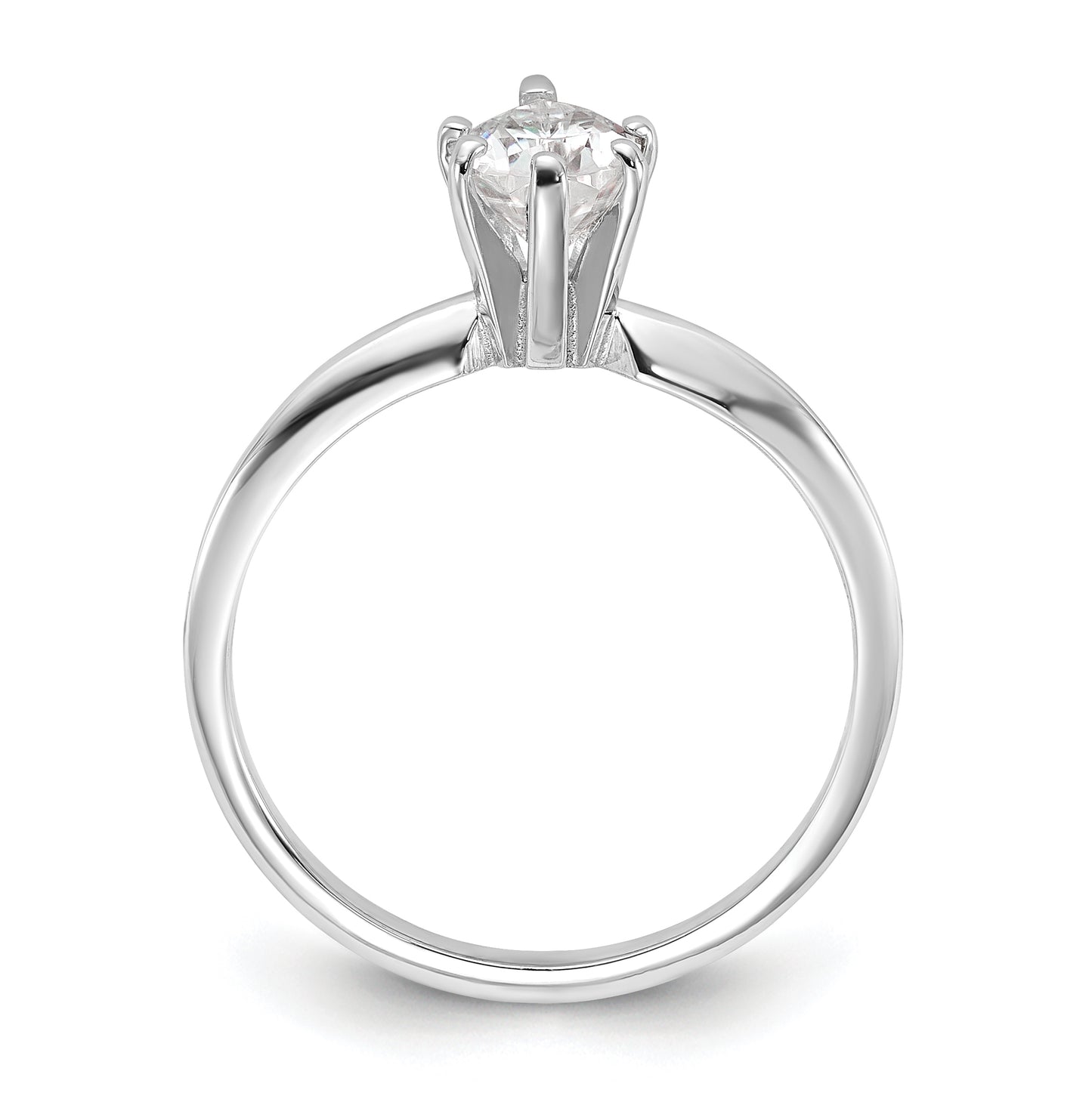 14K White Gold 7/8ct. D E F Pure Light Pear Moissanite Solitaire Ring, Size 7