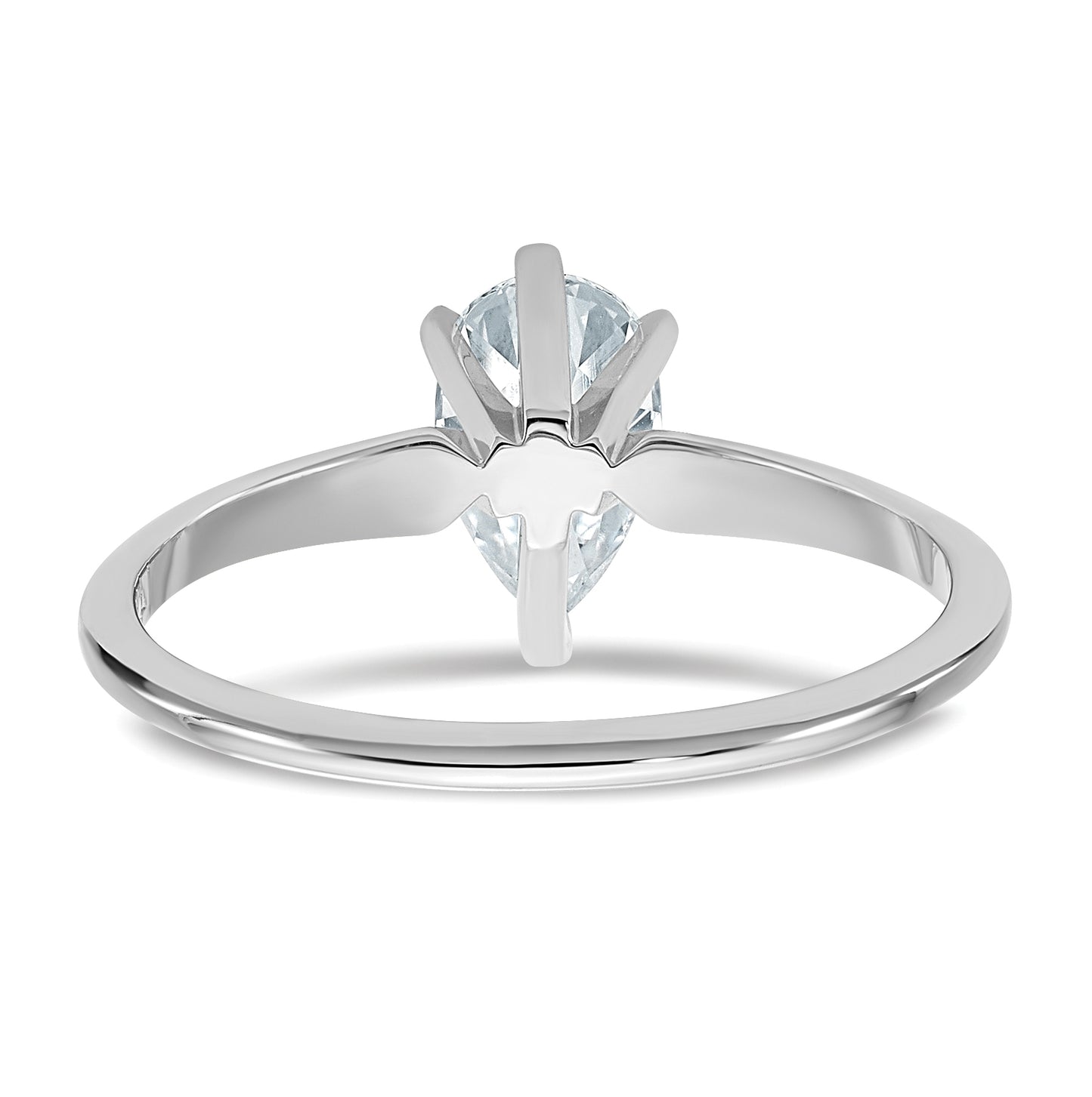 14K White Gold 7/8ct. D E F Pure Light Pear Moissanite Solitaire Ring, Size 8
