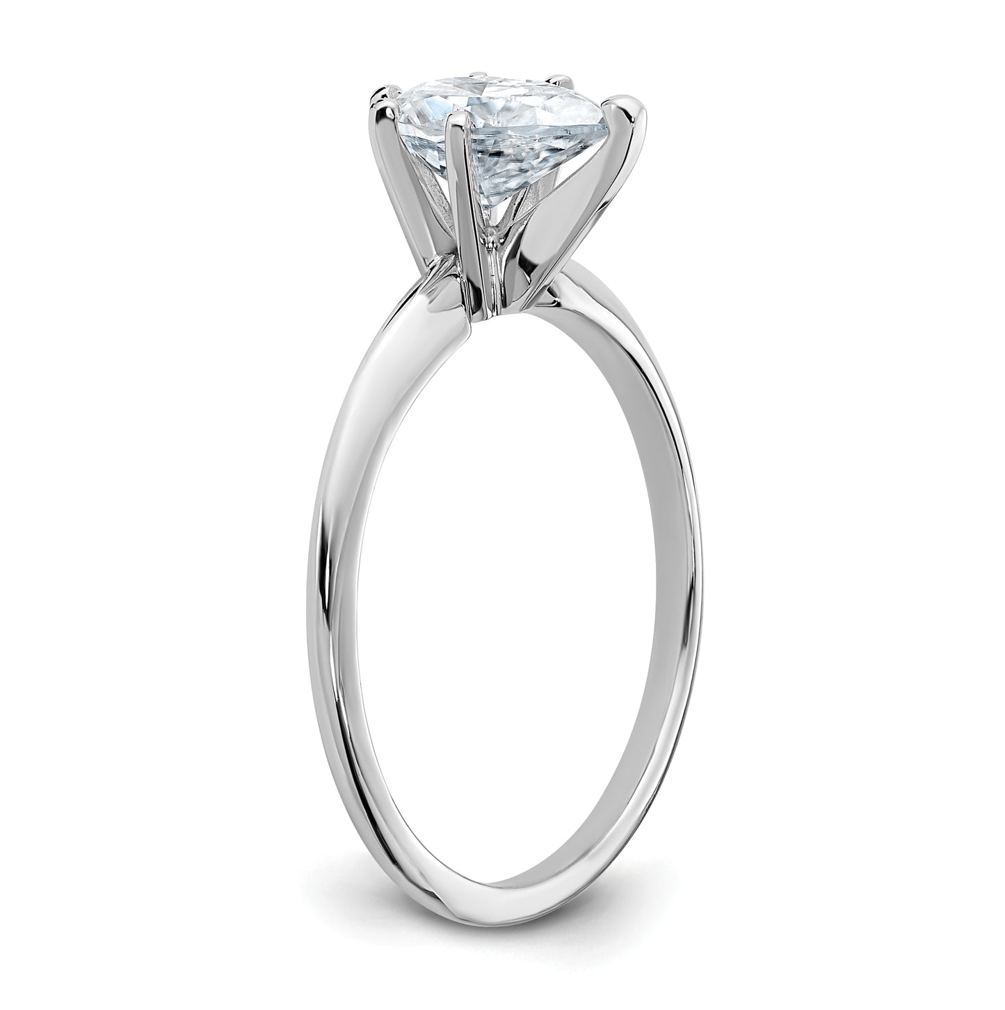 14K White Gold 7/8ct. D E F Pure Light Pear Moissanite Solitaire Ring, Size 7