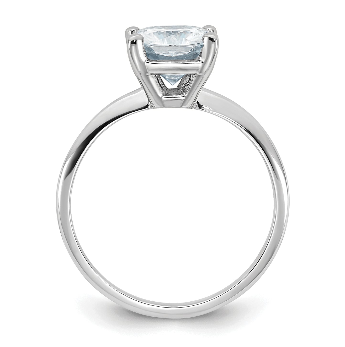14K White Gold 2ct. D E F Pure Light Cushion Moissanite Solitaire Ring, Size 6