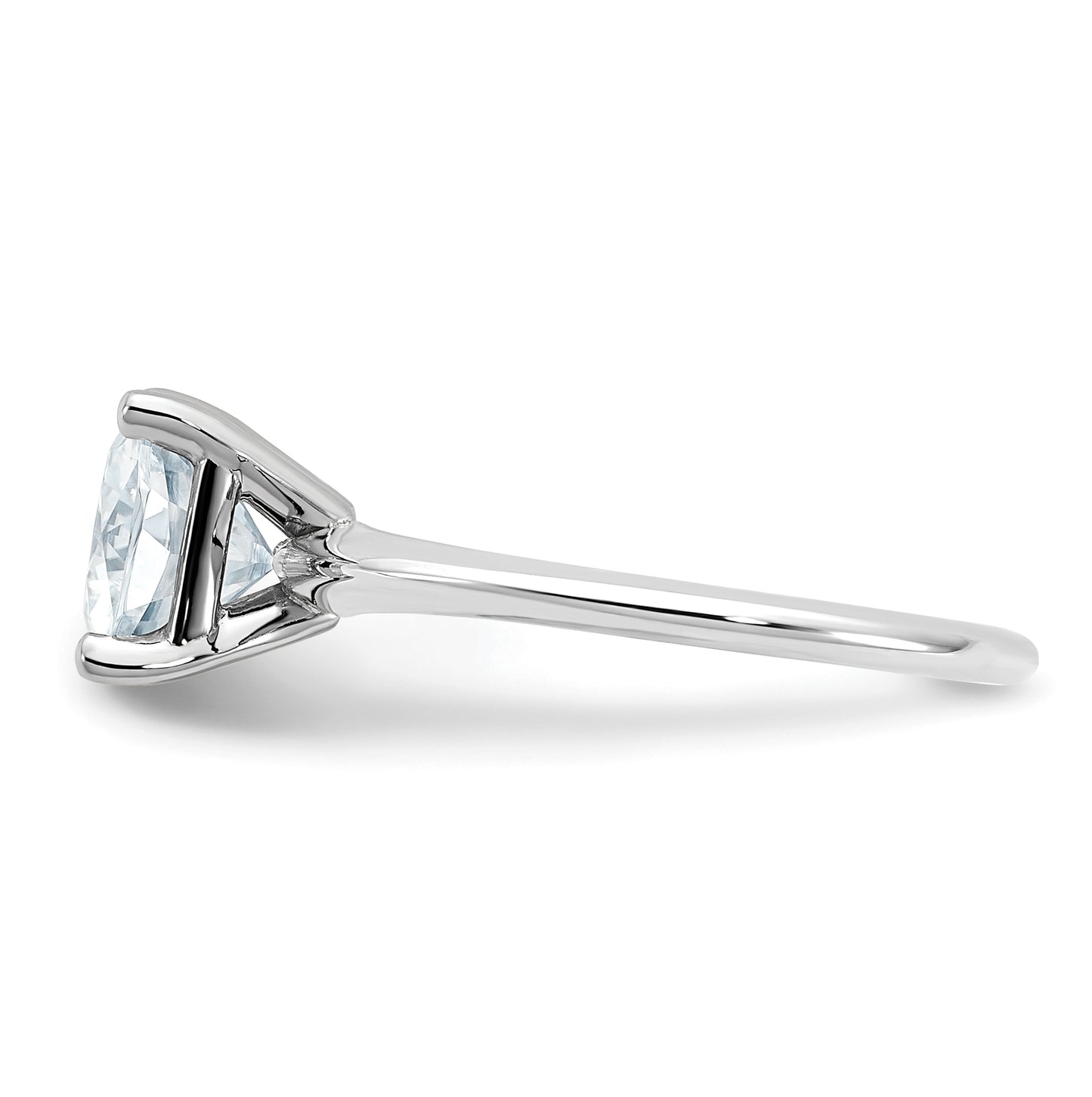 14K White Gold 2ct. D E F Pure Light Cushion Moissanite Solitaire Ring, Size 8