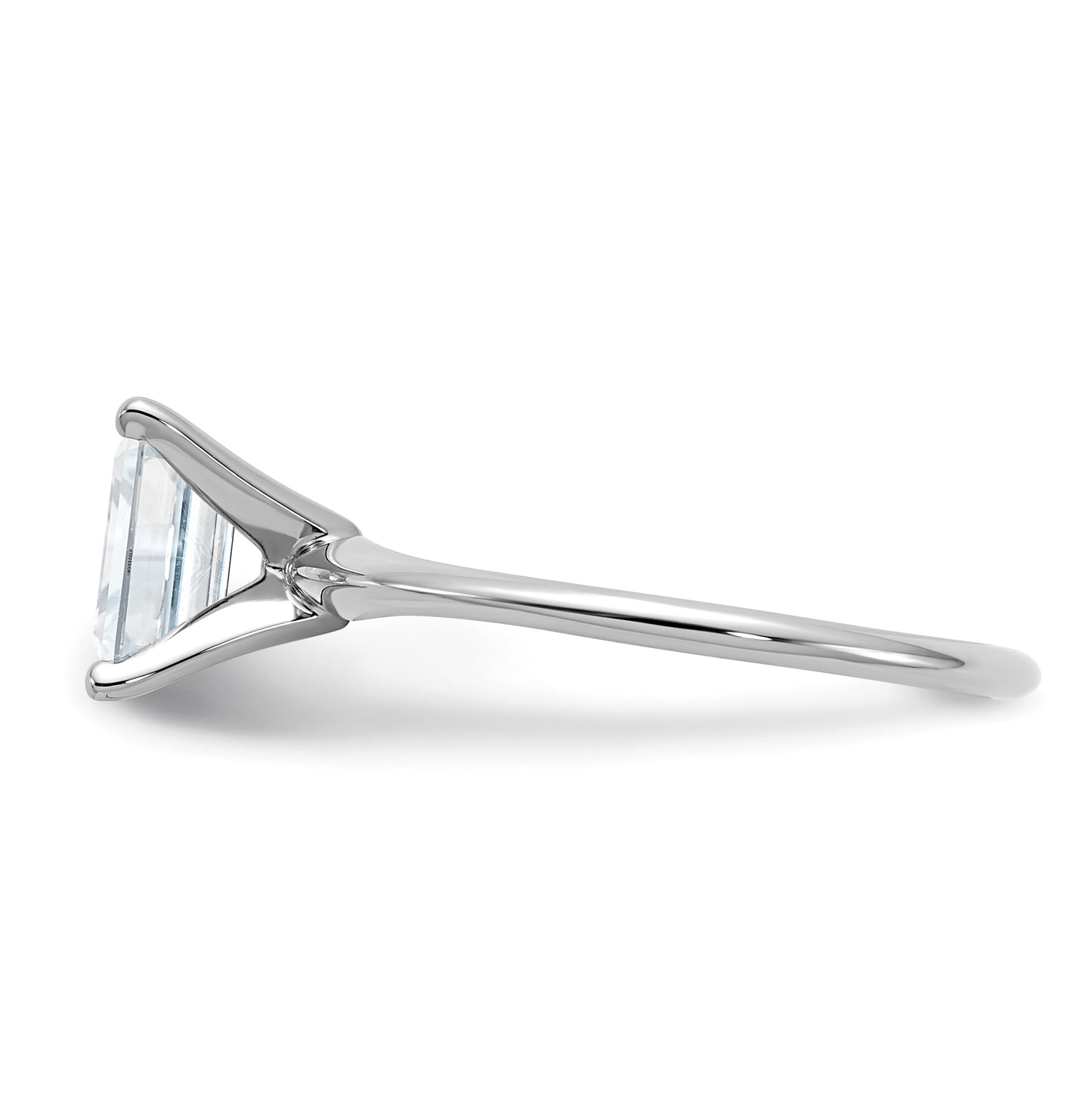 14K White Gold 1ct. D E F Pure Light Emerald Moissanite Solitaire Ring, Size 8