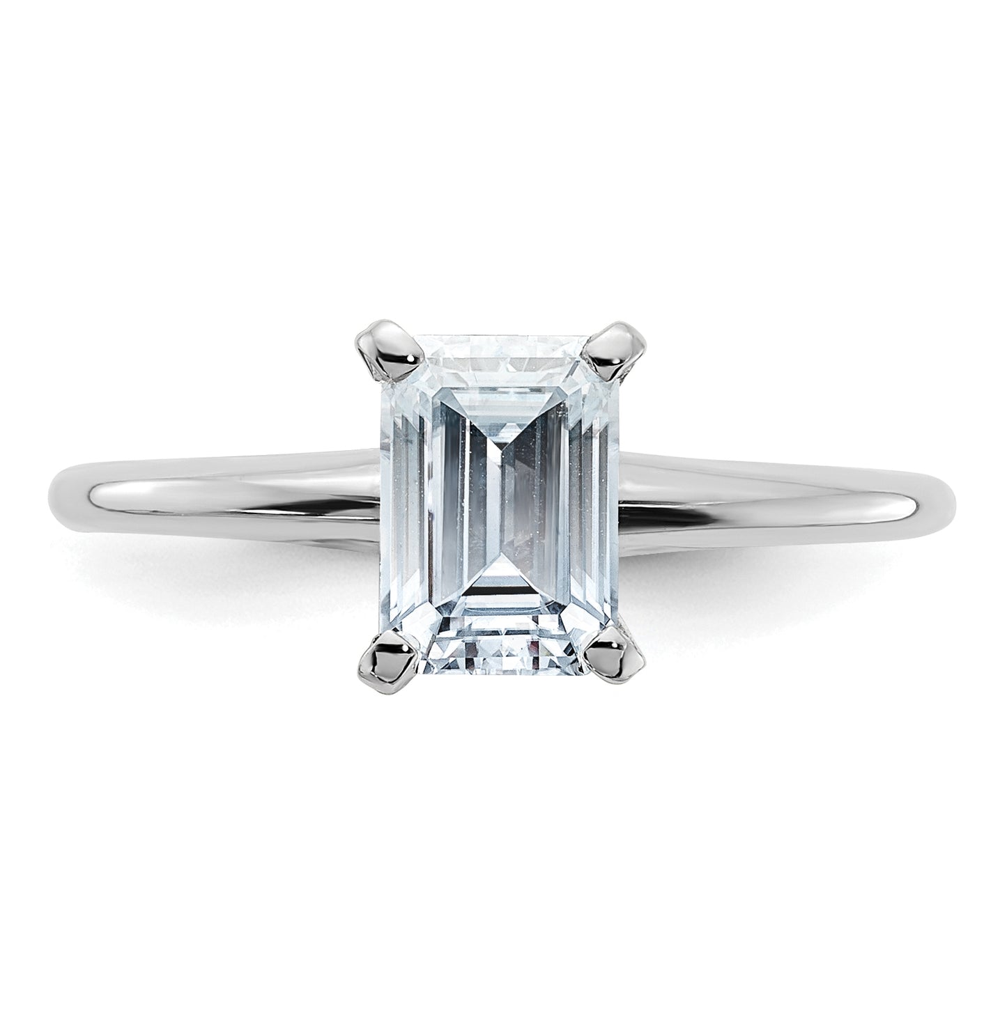 14K White Gold 1ct. D E F Pure Light Emerald Moissanite Solitaire Ring, Size 6
