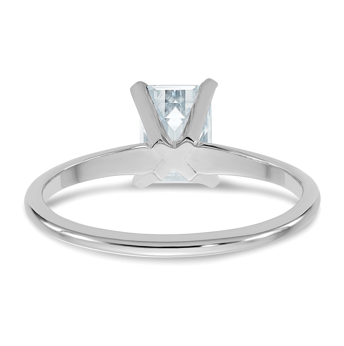 14K White Gold 1ct. D E F Pure Light Emerald Moissanite Solitaire Ring, Size 8