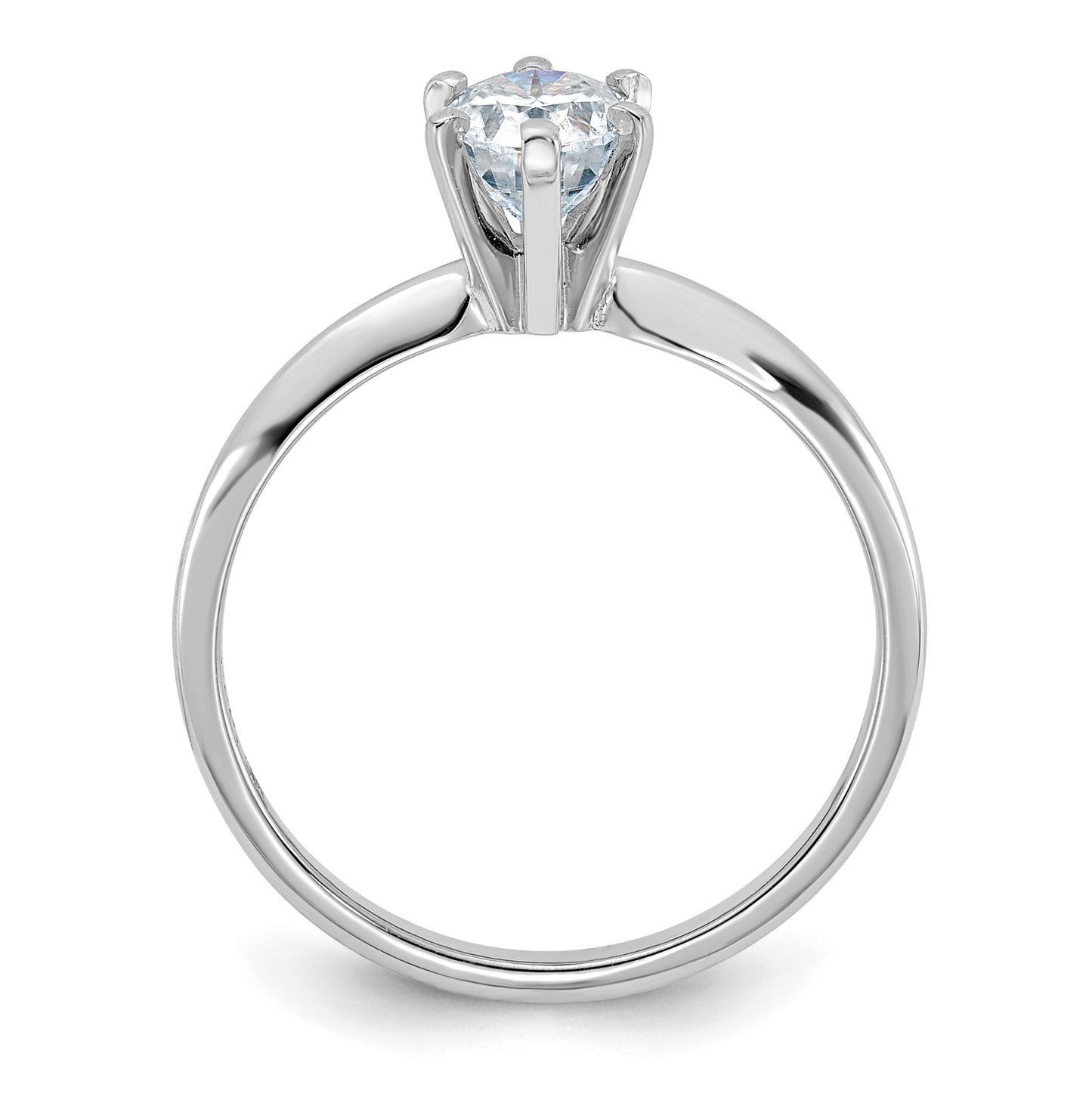 14K White Gold 7/8ct. D E F Pure Light Oval Moissanite Solitaire Ring, Size 8
