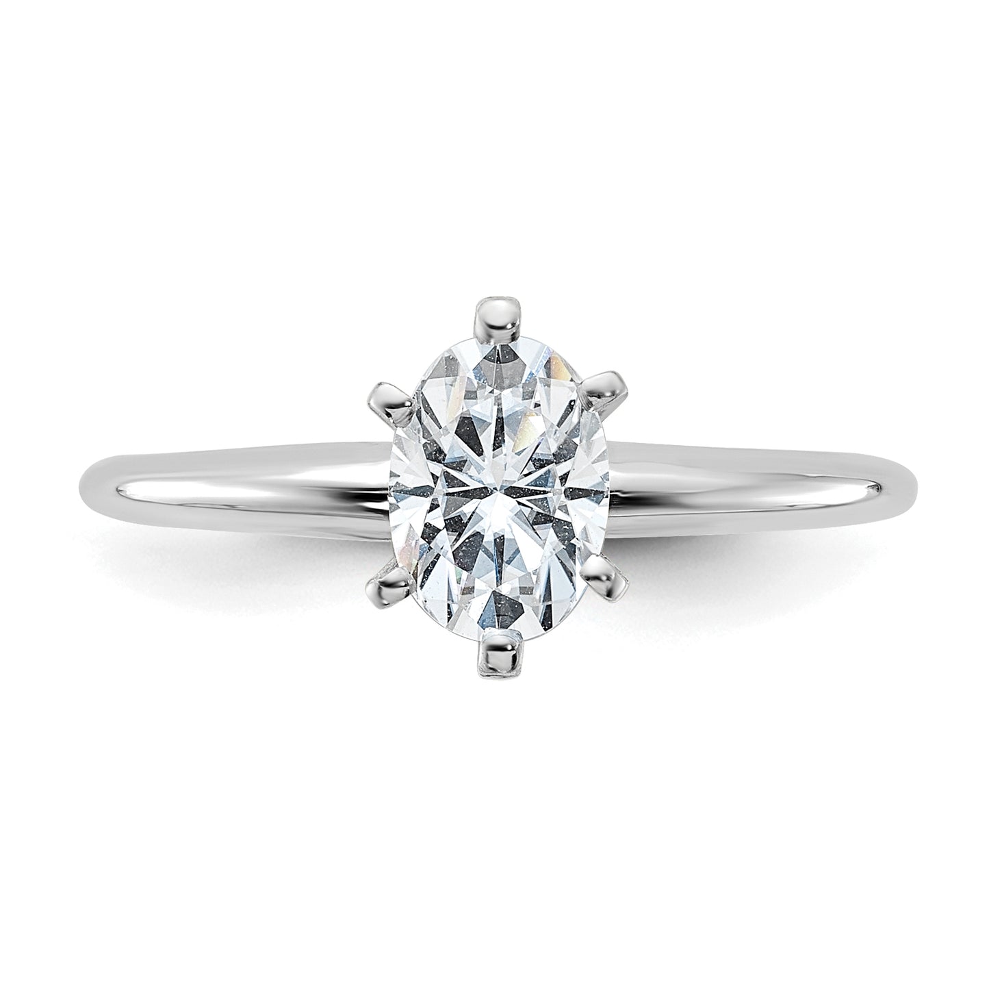 14K White Gold 7/8ct. D E F Pure Light Oval Moissanite Solitaire Ring, Size 8