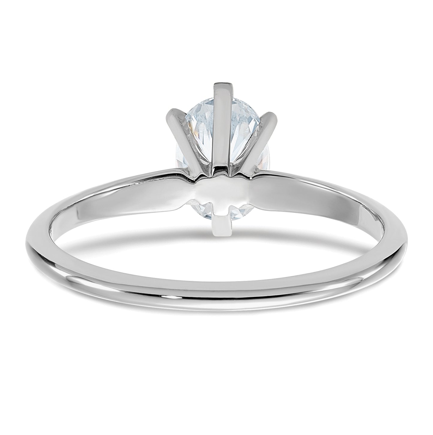 14K White Gold 7/8ct. D E F Pure Light Oval Moissanite Solitaire Ring, Size 8