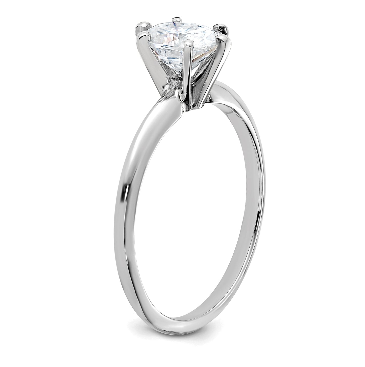 14K White Gold 7/8ct. D E F Pure Light Oval Moissanite Solitaire Ring, Size 8