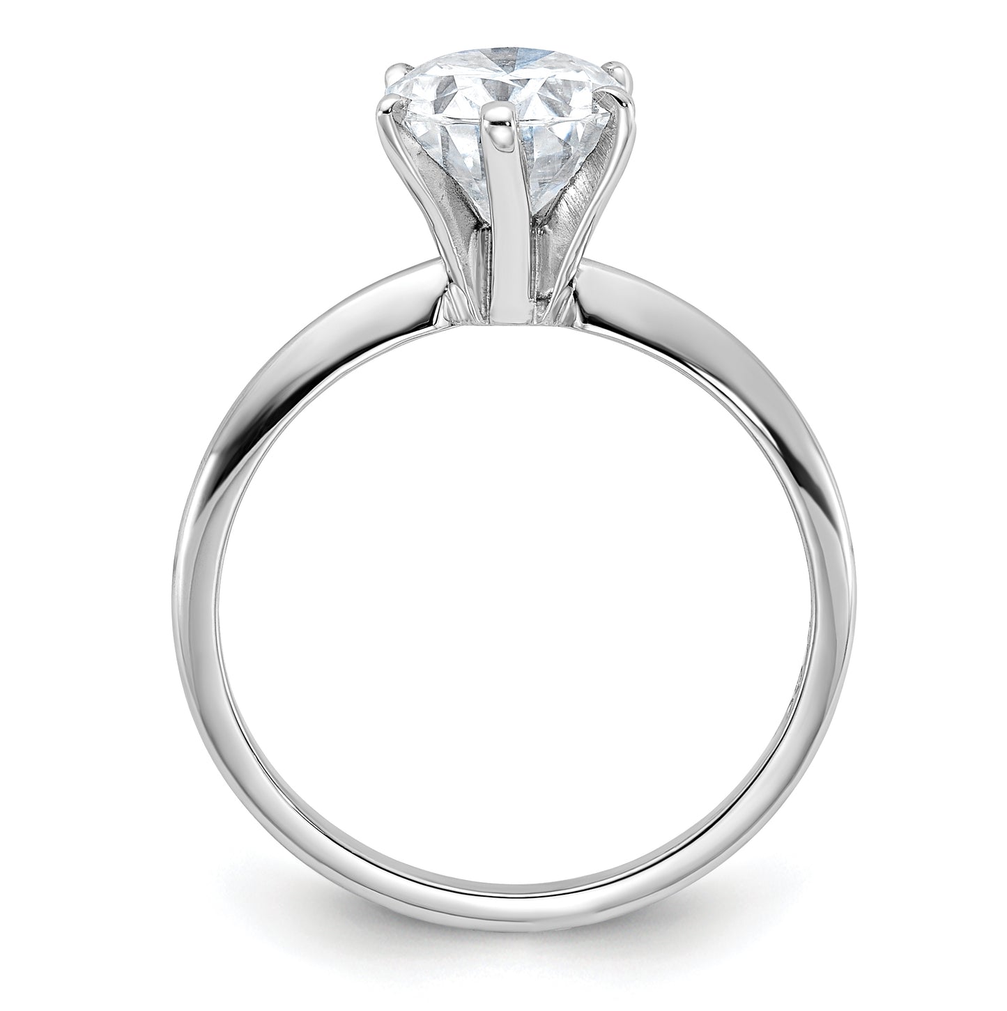 14K White Gold 2ct. D E F Pure Light Oval Moissanite Solitaire Ring, Size 9