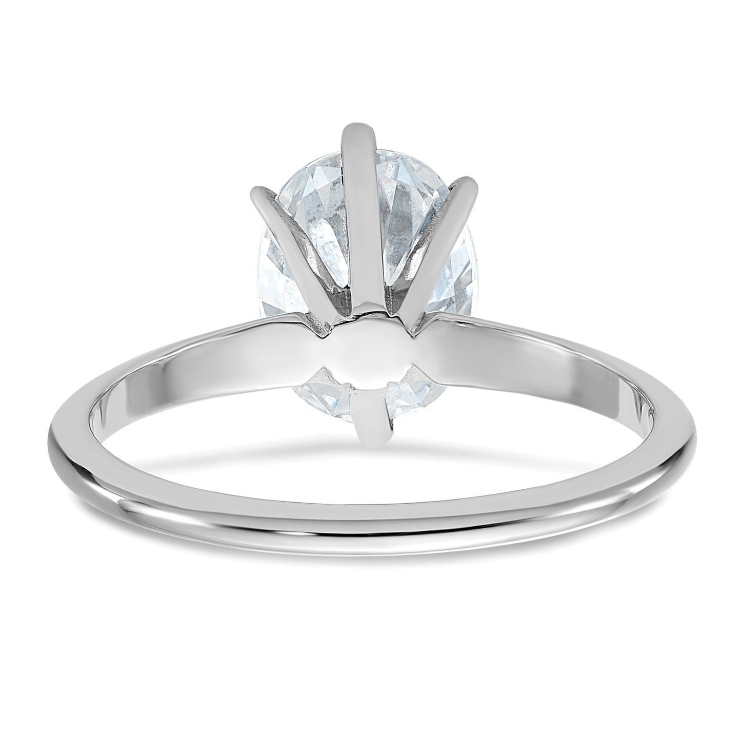 14K White Gold 2ct. D E F Pure Light Oval Moissanite Solitaire Ring, Size 9