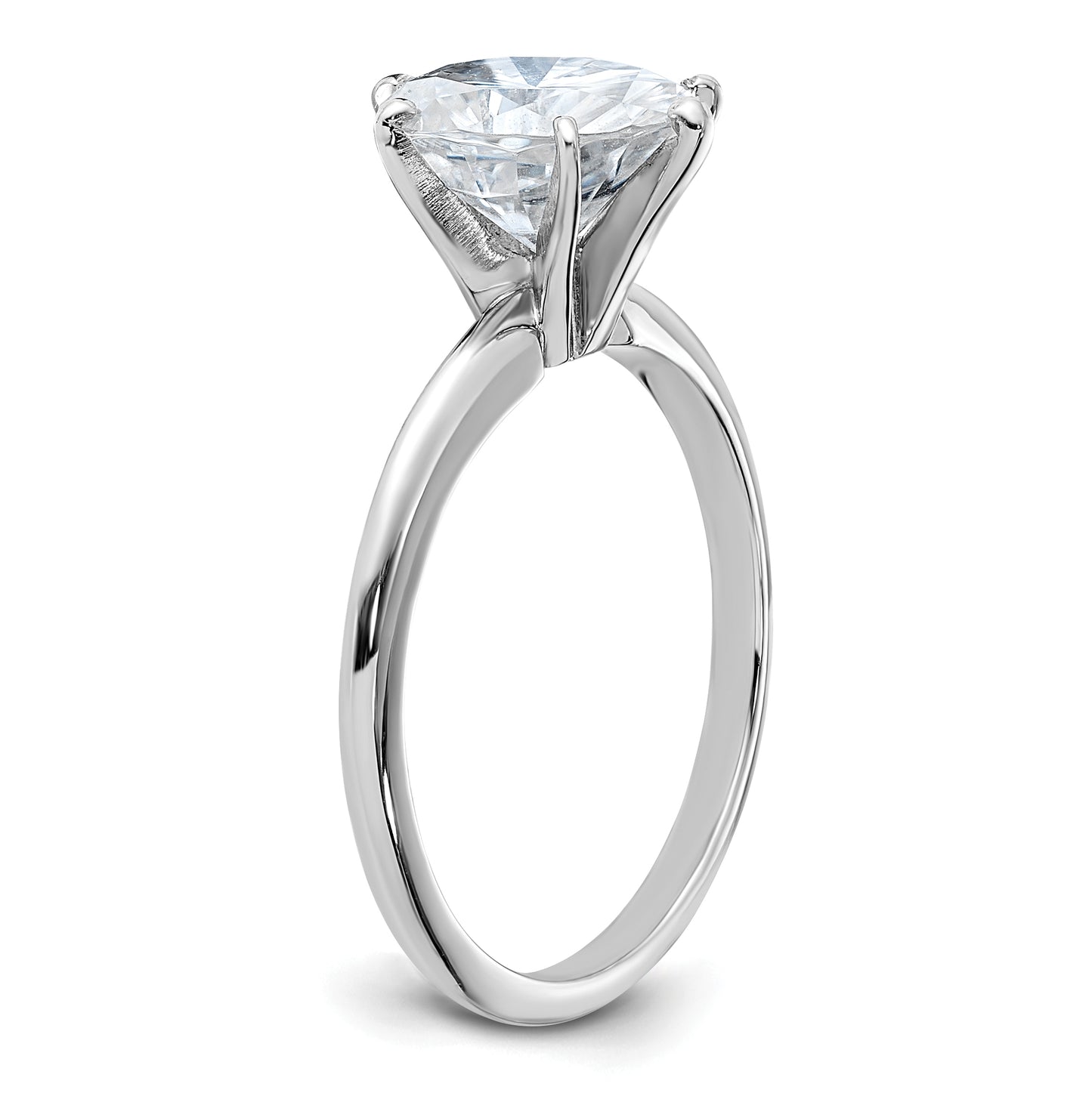 14K White Gold 2ct. D E F Pure Light Oval Moissanite Solitaire Ring, Size 9