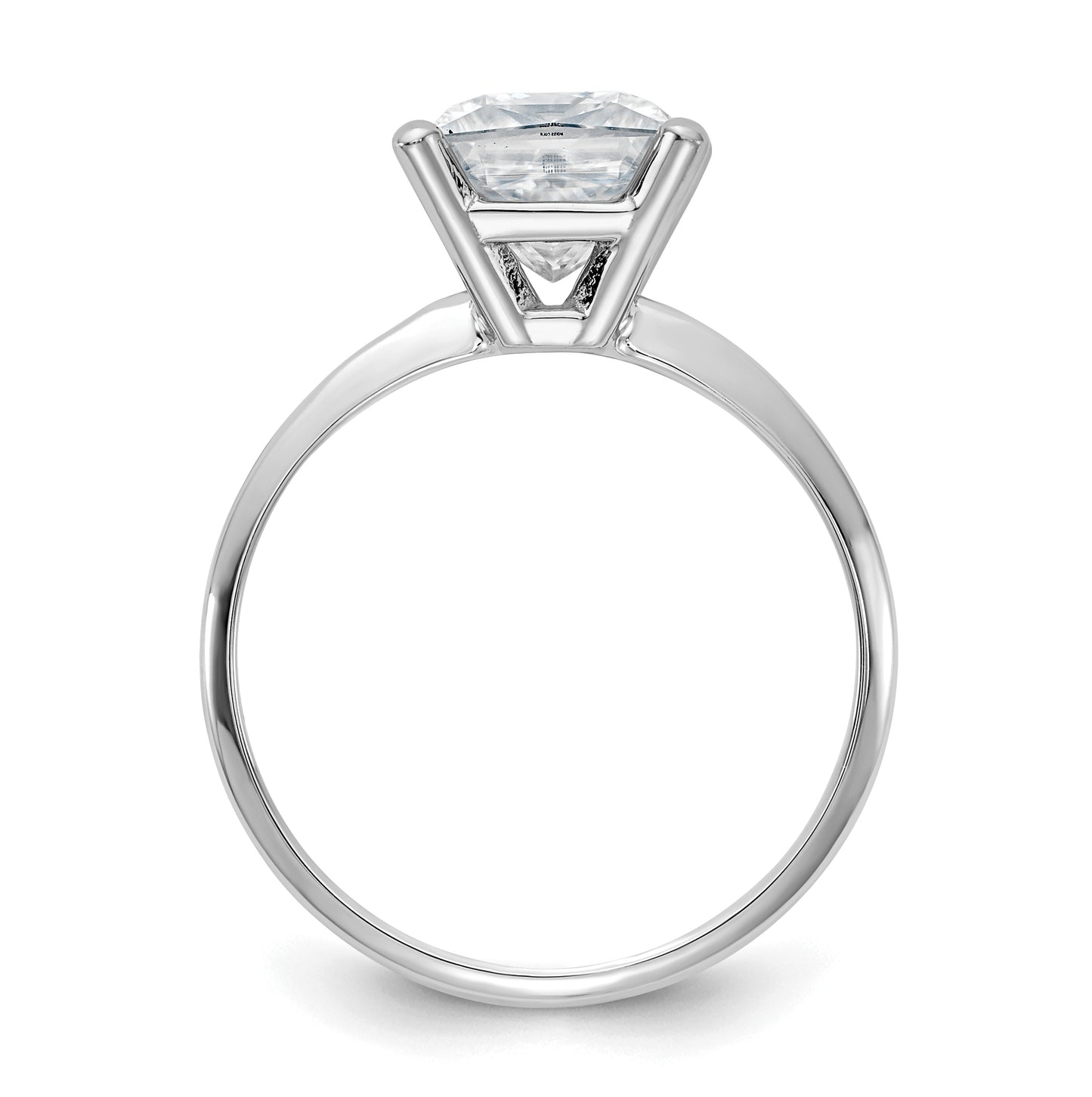 14K White Gold 2ct. D E F Pure Light Princess Moissanite Solitaire Ring, Size 6