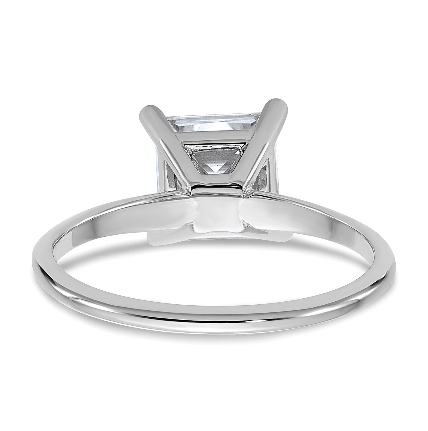 14K White Gold 2ct. D E F Pure Light Princess Moissanite Solitaire Ring, Size 9