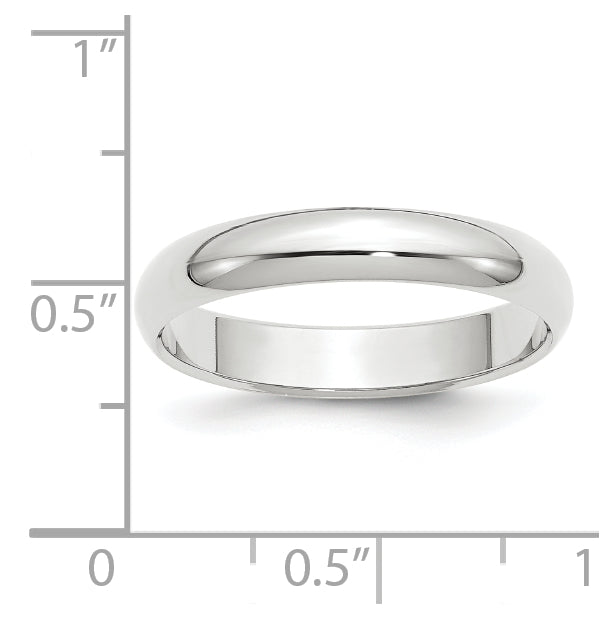 14k White Gold 4mm Half-Round Wedding Band Size 5