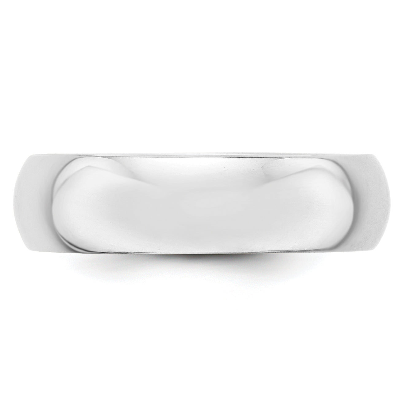 14k White Gold 6mm Half-Round Wedding Band Size 5.5