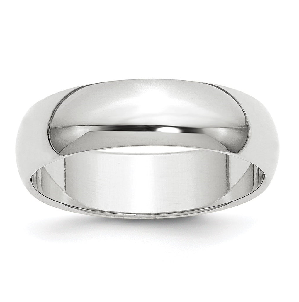 14k White Gold 6mm Half-Round Wedding Band Size 5.5