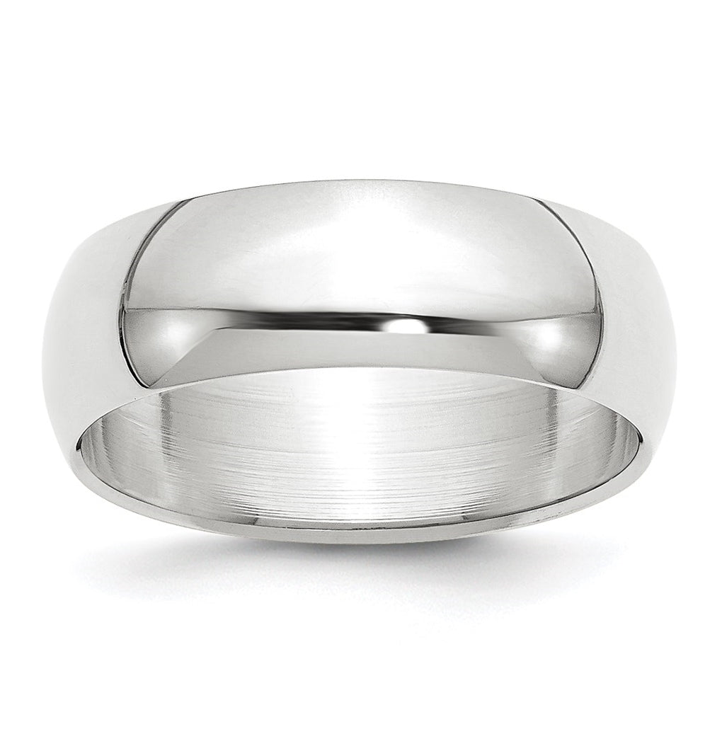 14k White Gold 7mm Half-Round Wedding Band Size 4