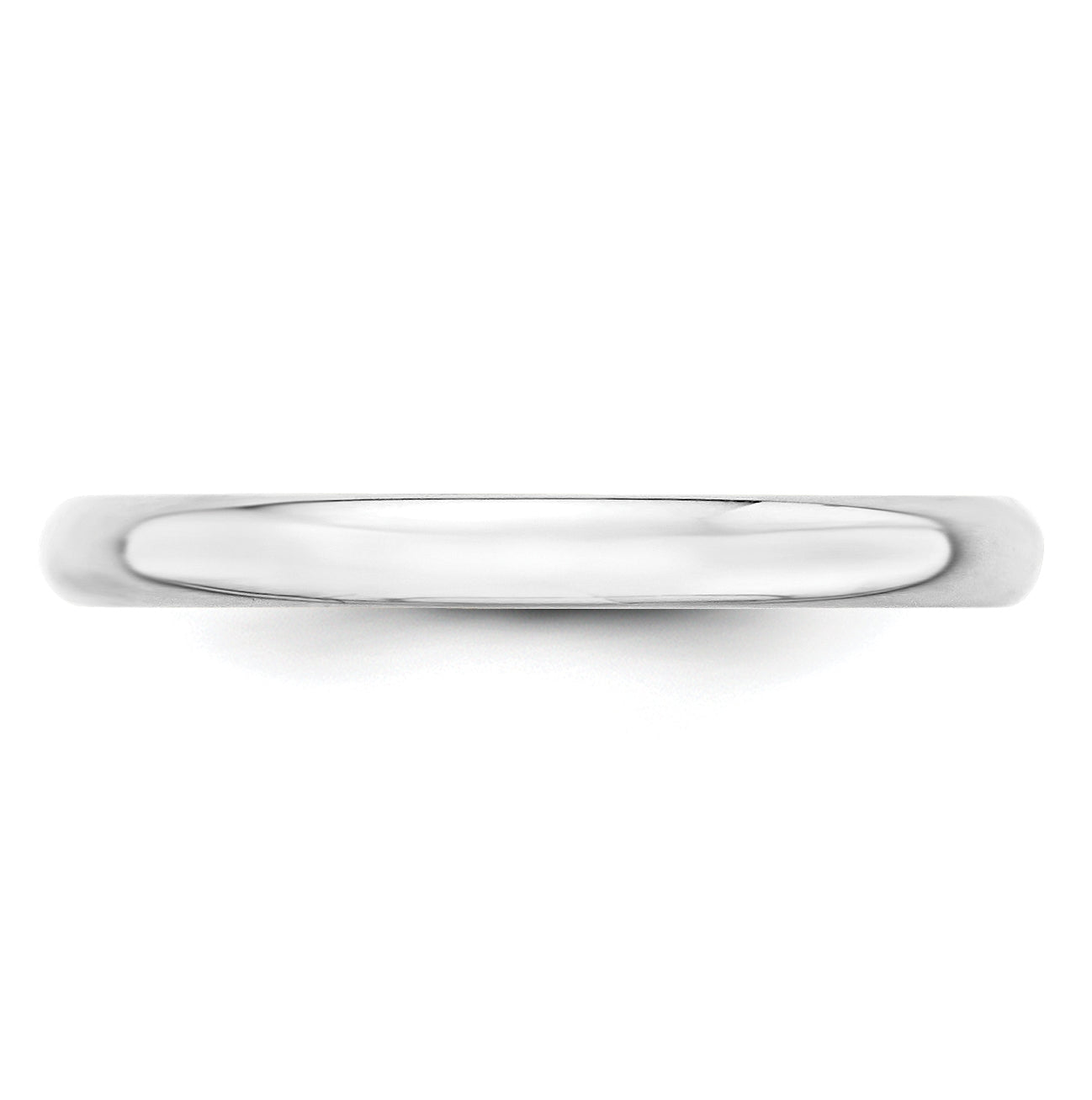 14k White Gold 2.5mm Lightweight Half Round Wedding Band Size 4