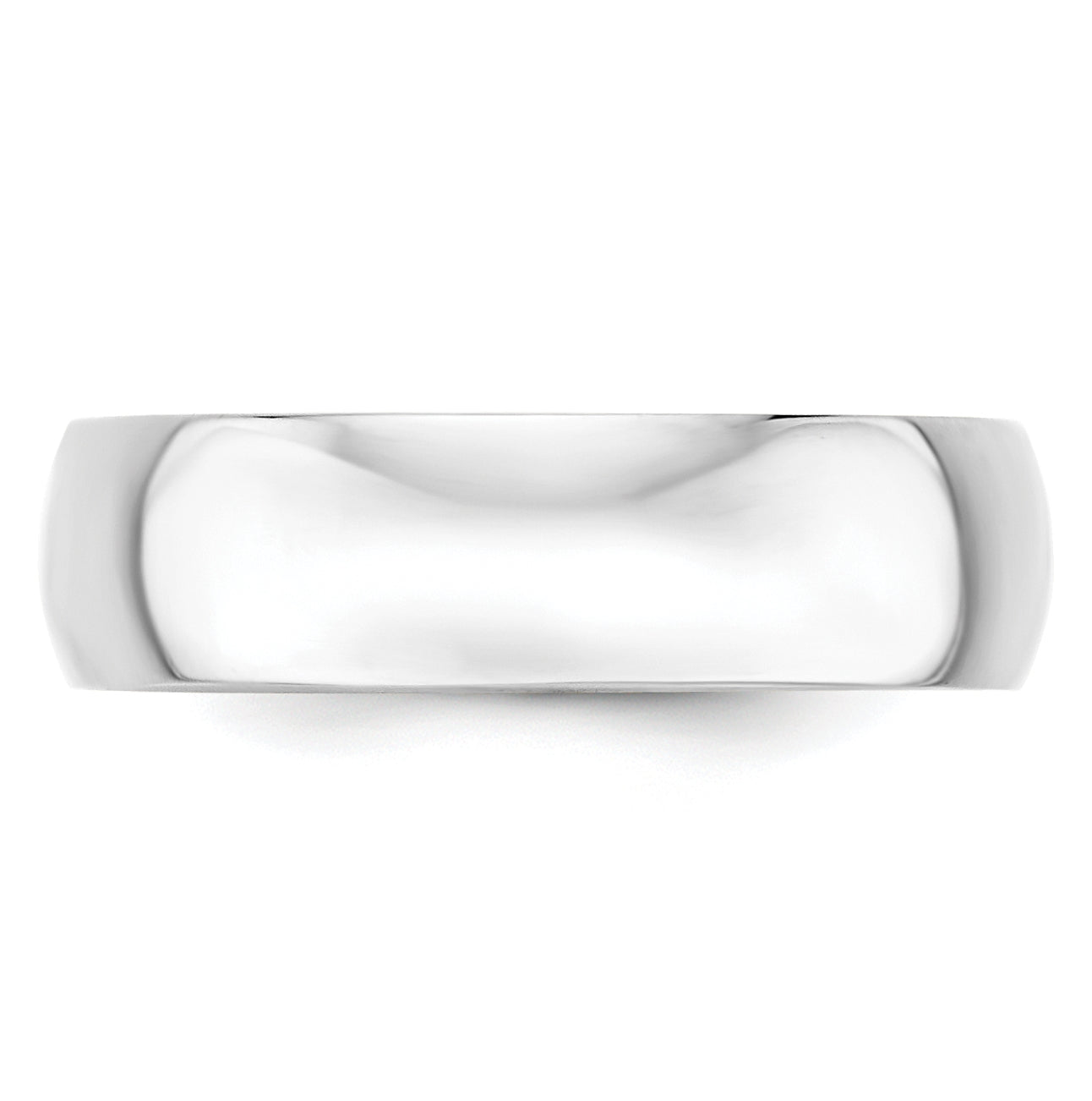 14k White Gold 6mm Lightweight Half Round Wedding Band Size 5