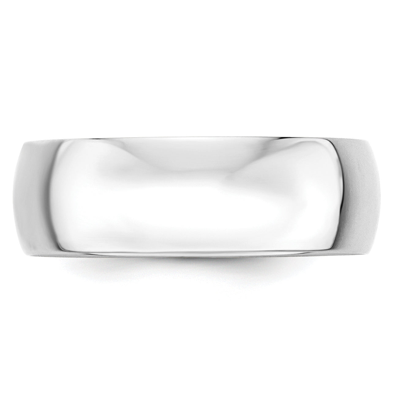 14k White Gold 7mm Lightweight Half Round Wedding Band Size 5.5