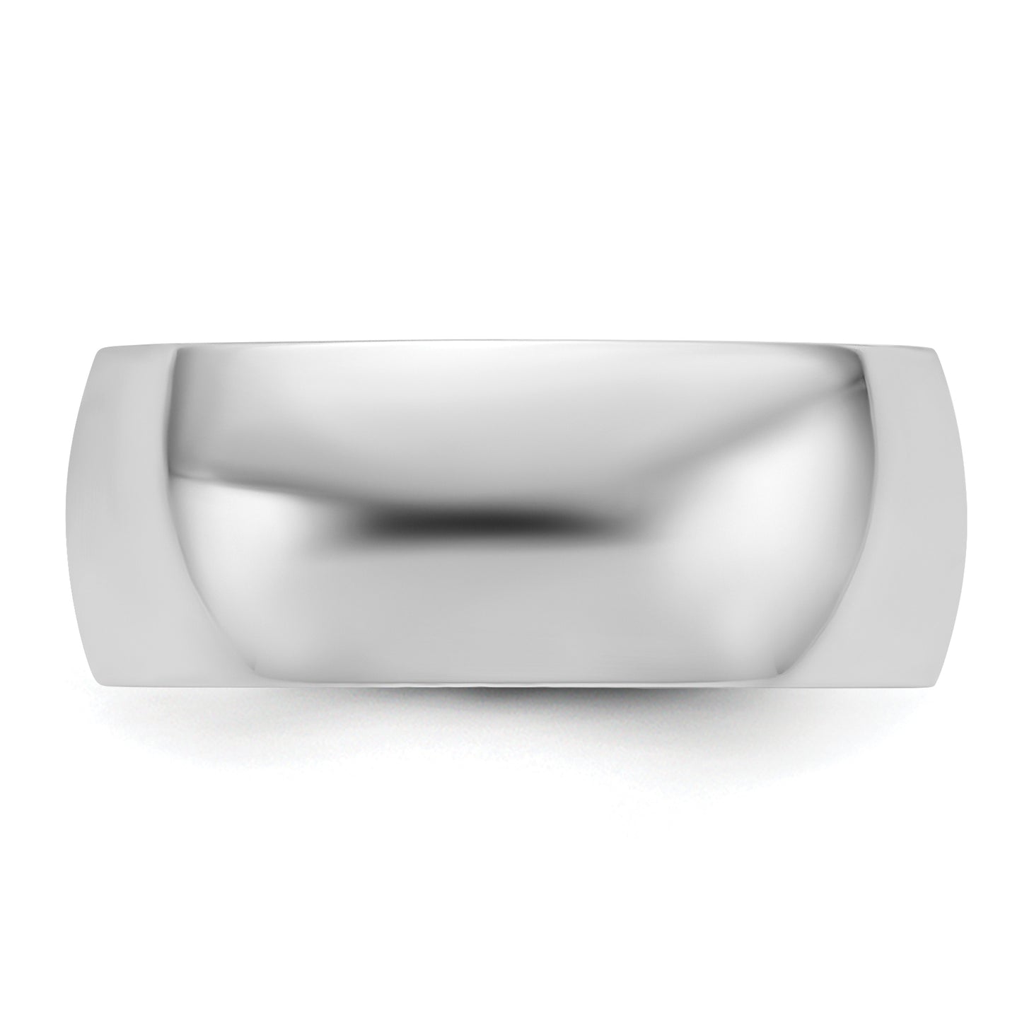 14k White Gold 8mm Lightweight Half Round Wedding Band Size 5