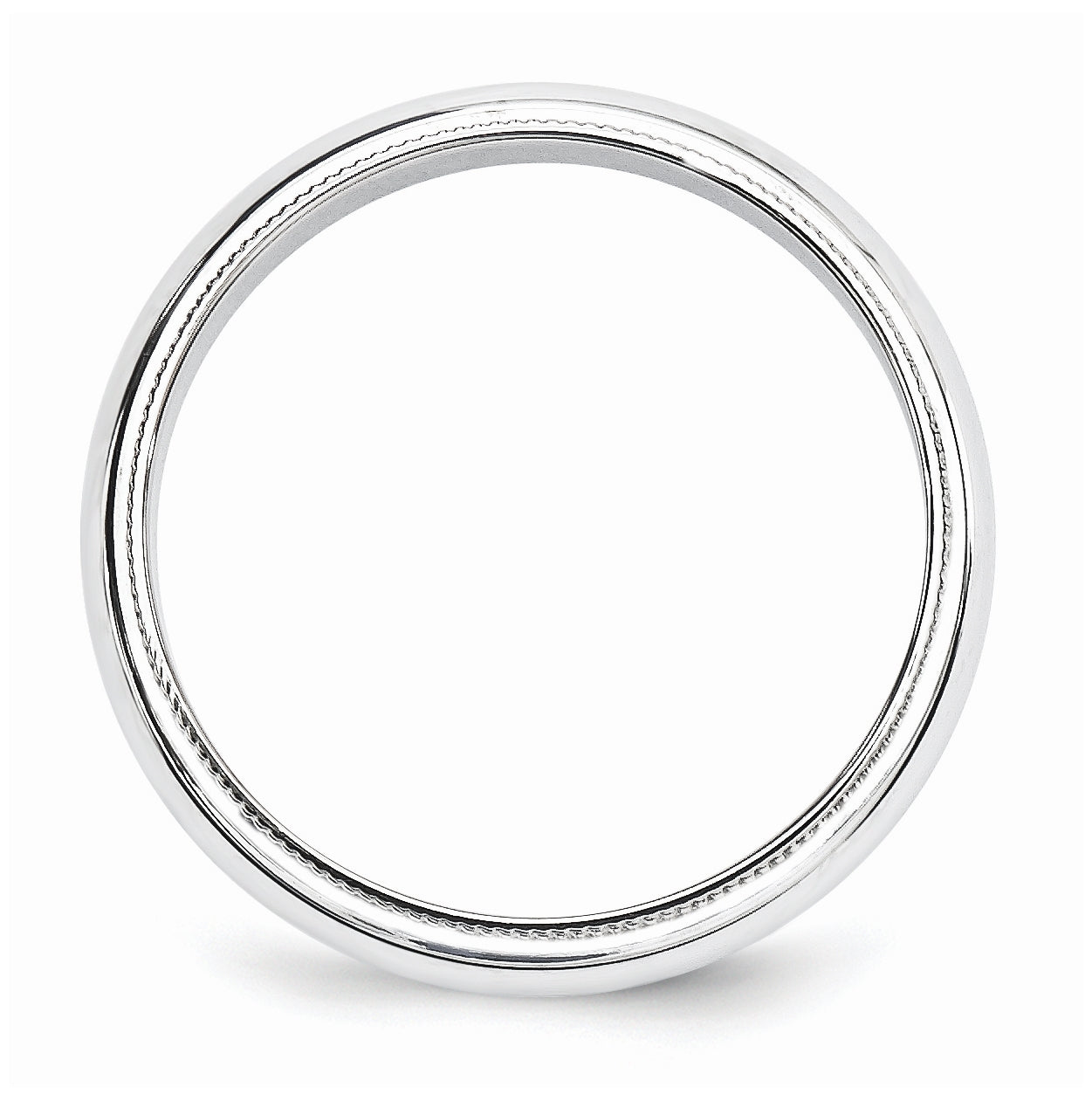 14k White Gold 5mm Milgrain Half Round Wedding Band Size 5
