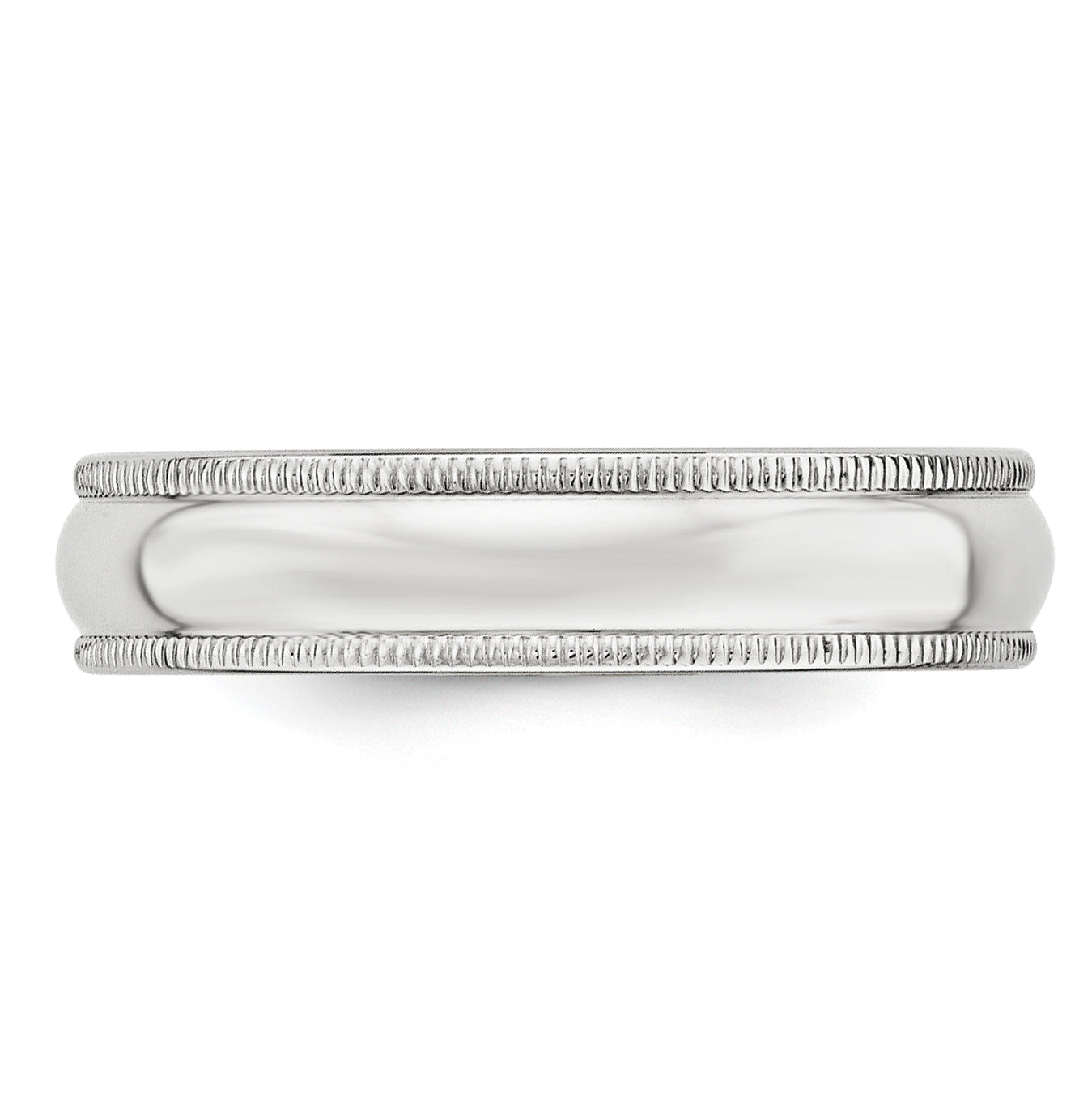14k White Gold 5mm Milgrain Half Round Wedding Band Size 5