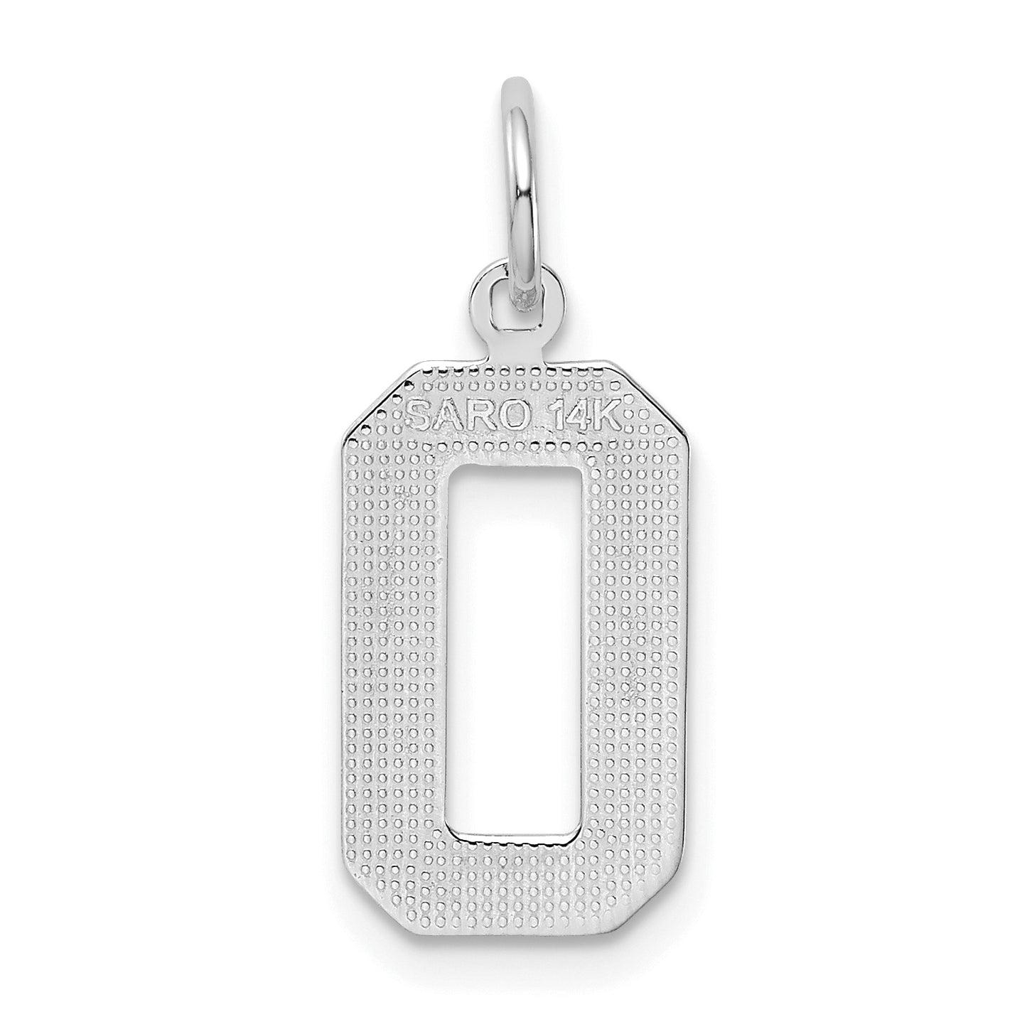 14K White Gold Medium Polished Number 0 Charm