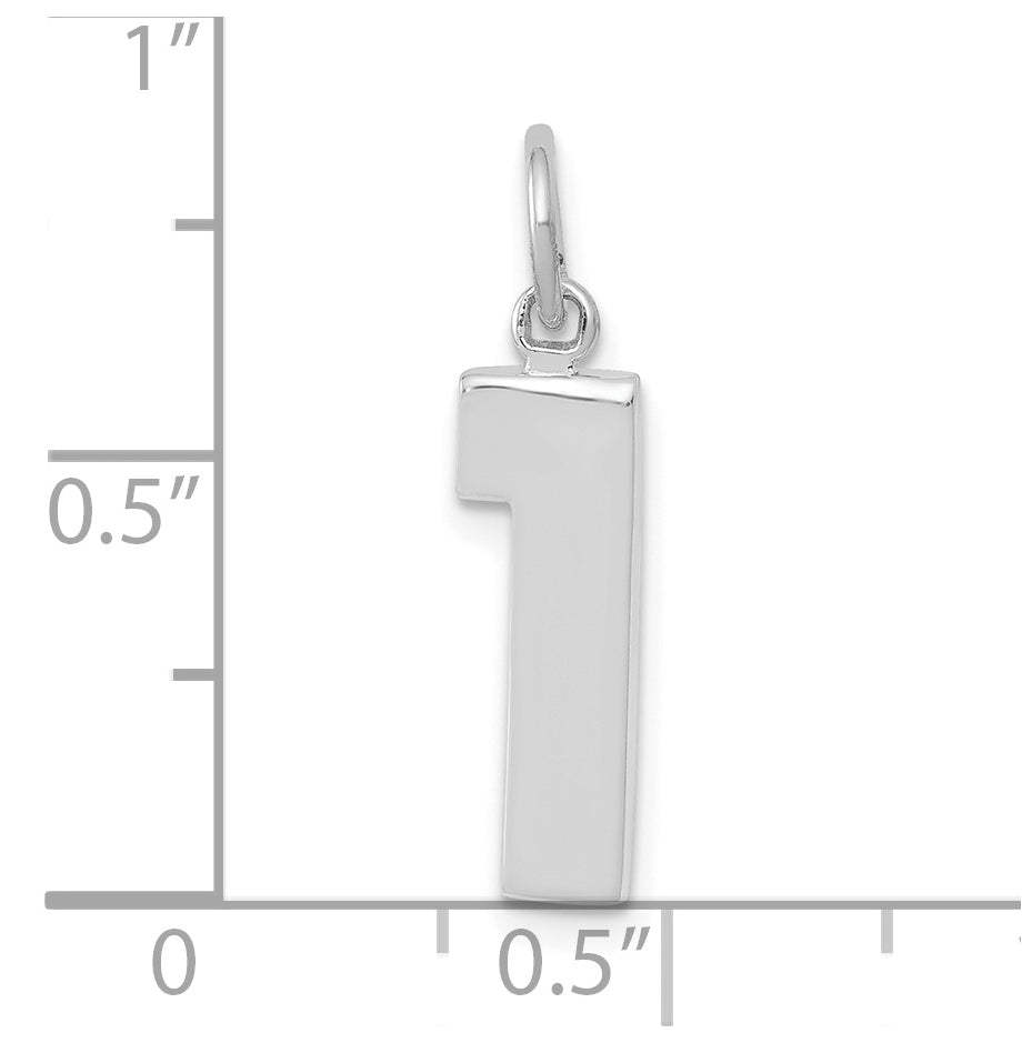14K White Gold Medium Polished Number 1 Charm