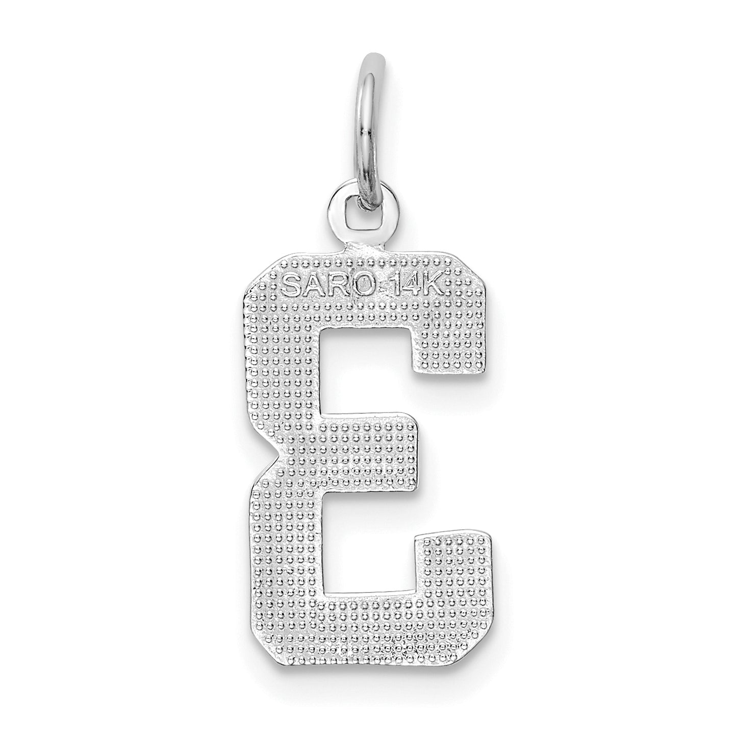 14K White Gold Medium Polished Number 3 Charm