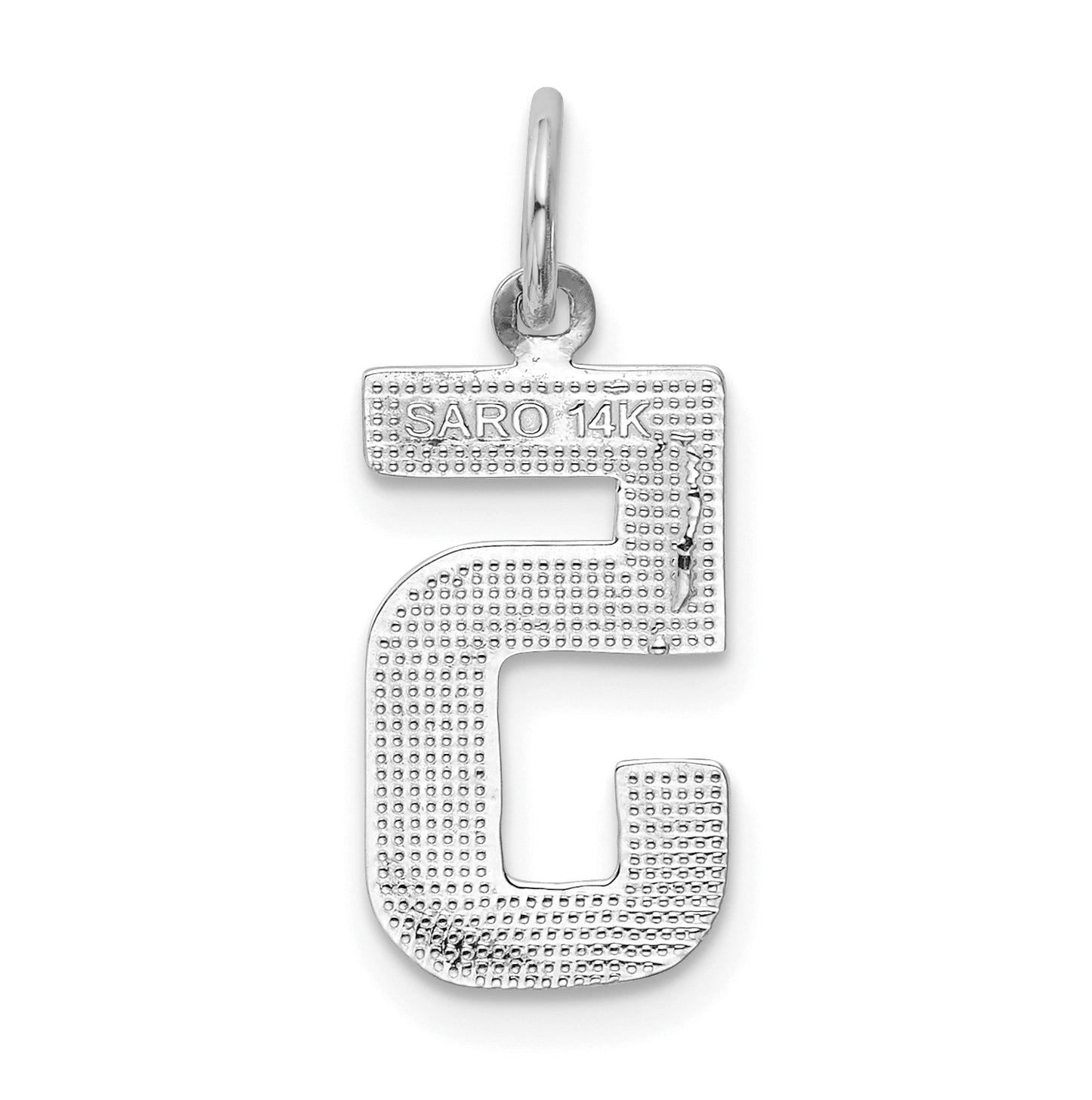 14K White Gold Medium Polished Number 5 Charm