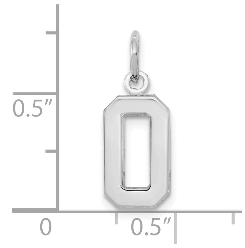 14K White Gold Small Polished Number 0 Charm
