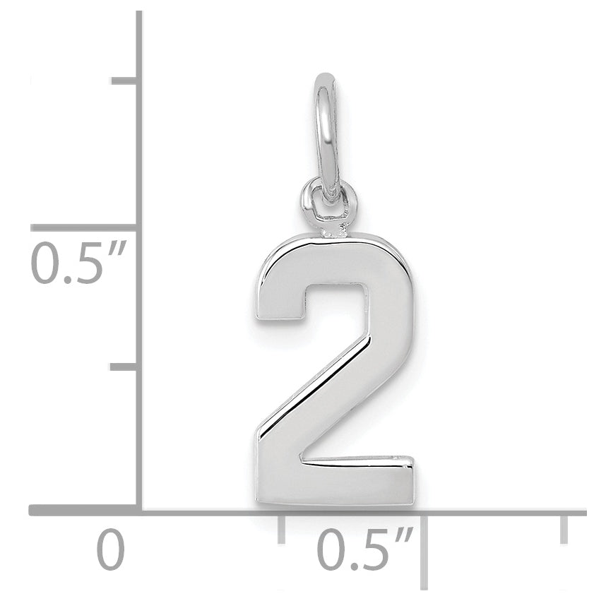 14K White Gold Small Polished Number 2 Charm
