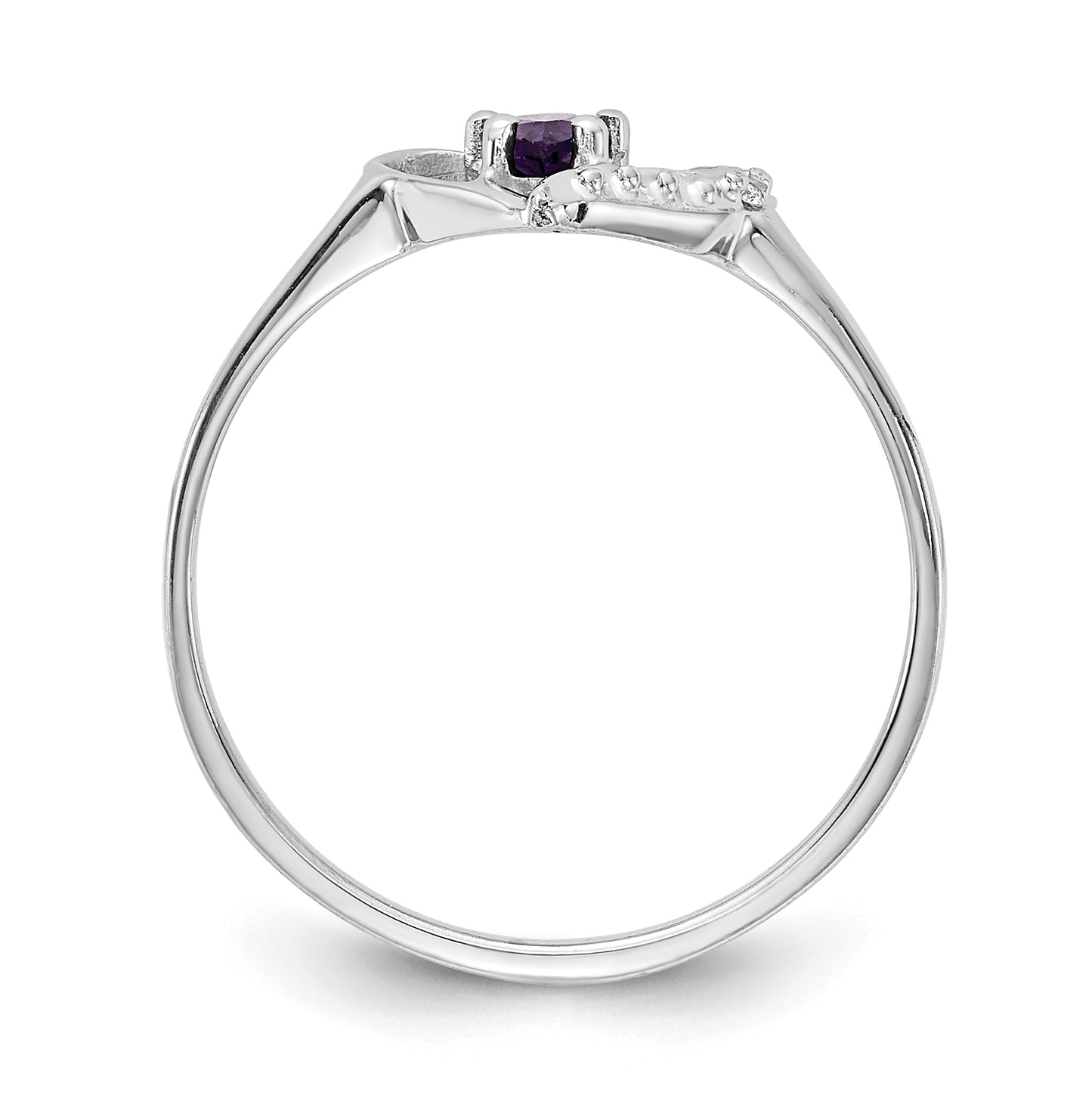 14k White Gold Polished .01ct. Diamond & 5x3 Pear Gemstone Heart Ring Mount