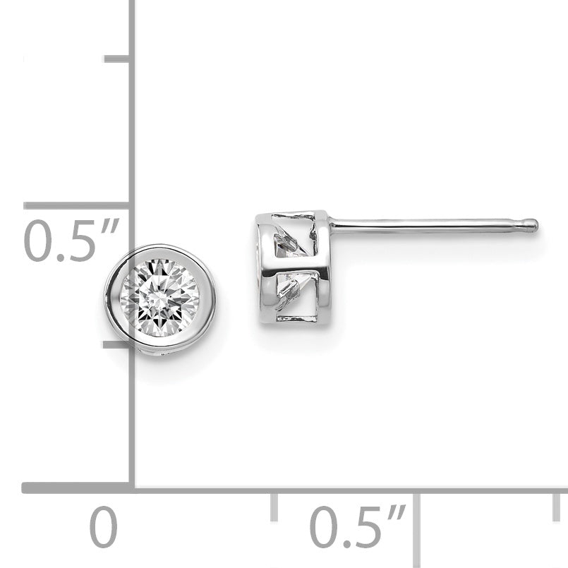 14k White Gold 4mm Bezel April/White Topaz Post Earrings