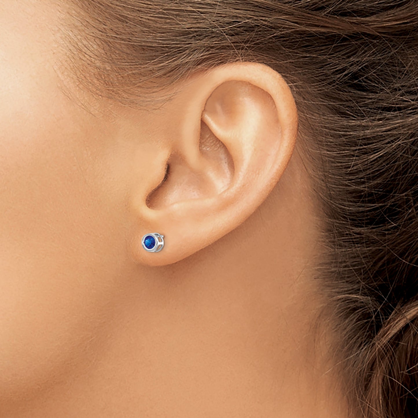 14k White Gold 4mm September Sapphire Earrings