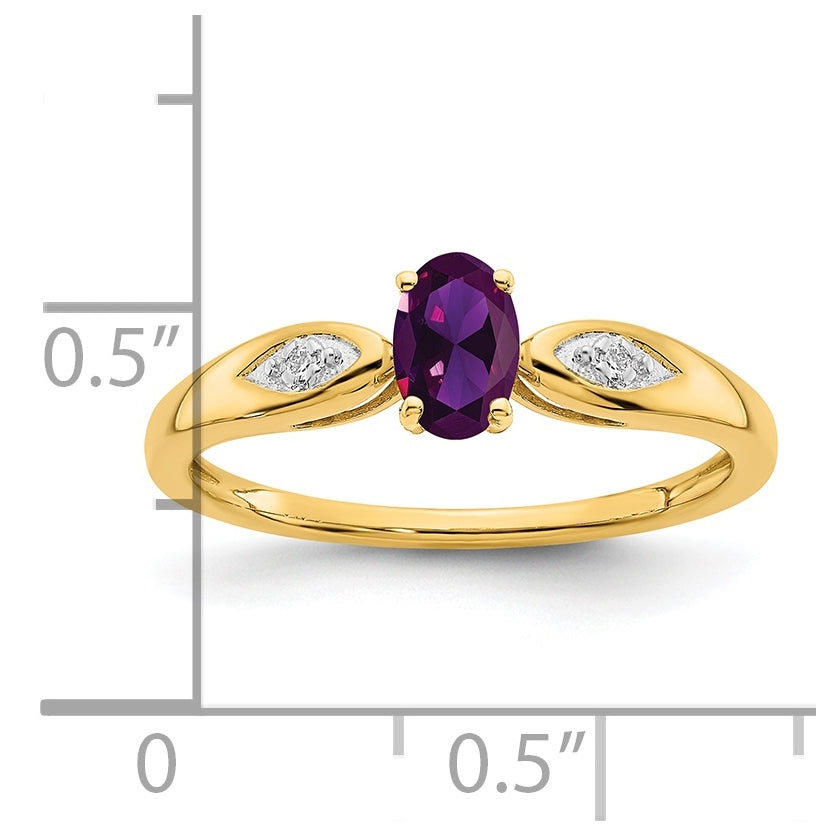 14K Yellow Gold Amethyst and Diamond Ring