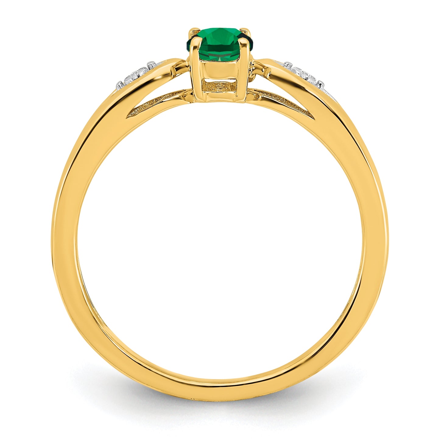 14K Yellow Gold Emerald and Diamond Ring