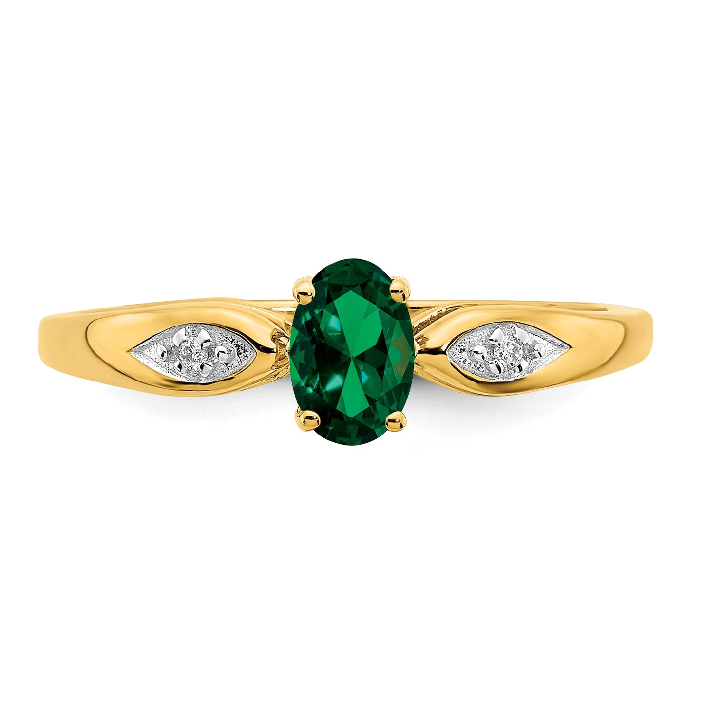 14K Yellow Gold Emerald and Diamond Ring
