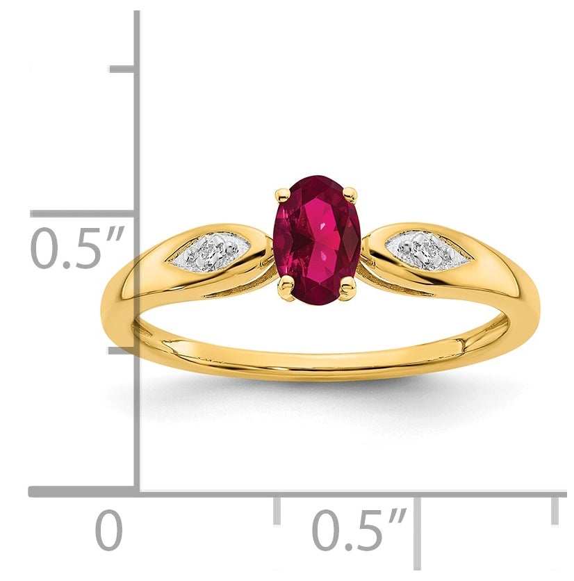 14K Yellow Gold Ruby and Diamond Ring