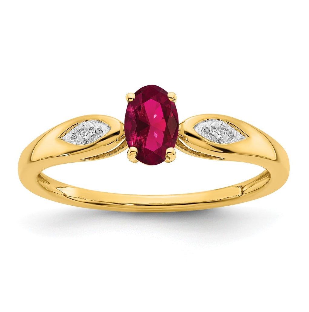 14K Yellow Gold Ruby and Diamond Ring