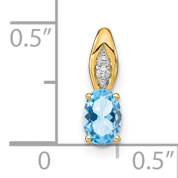 14K Yellow Gold Aquamarine and Diamond Pendant