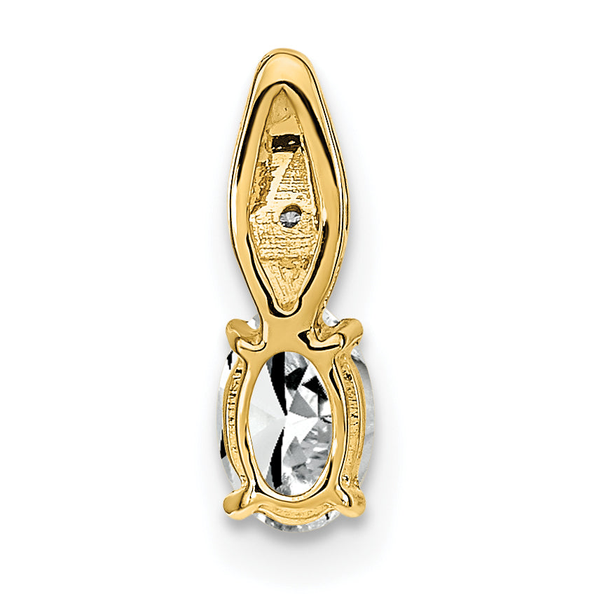 14K Yellow Gold White Topaz and Diamond Pendant