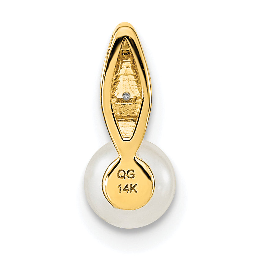 14K Yellow Gold FW Cultured Pearl and Diamond Pendant