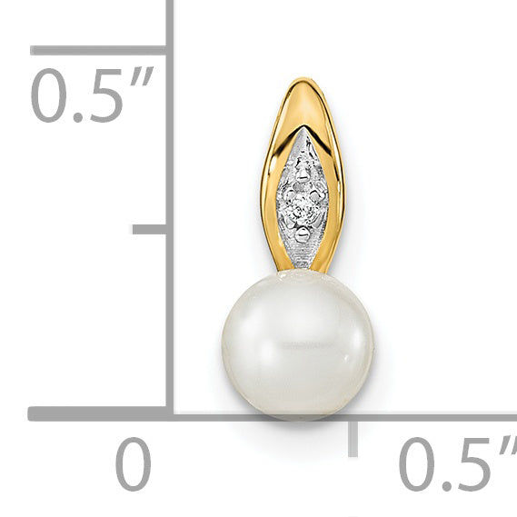 14K Yellow Gold FW Cultured Pearl and Diamond Pendant