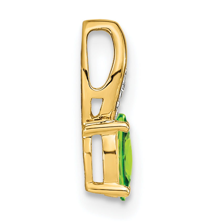 14K Yellow Gold Peridot and Diamond Pendant