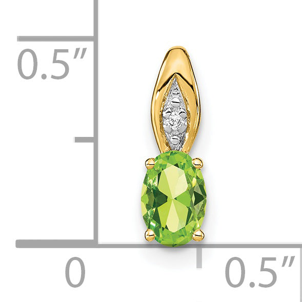 14K Yellow Gold Peridot and Diamond Pendant